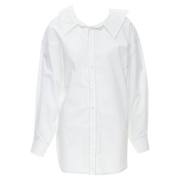 Marni cotton stitching deconstructed collar overd shirt